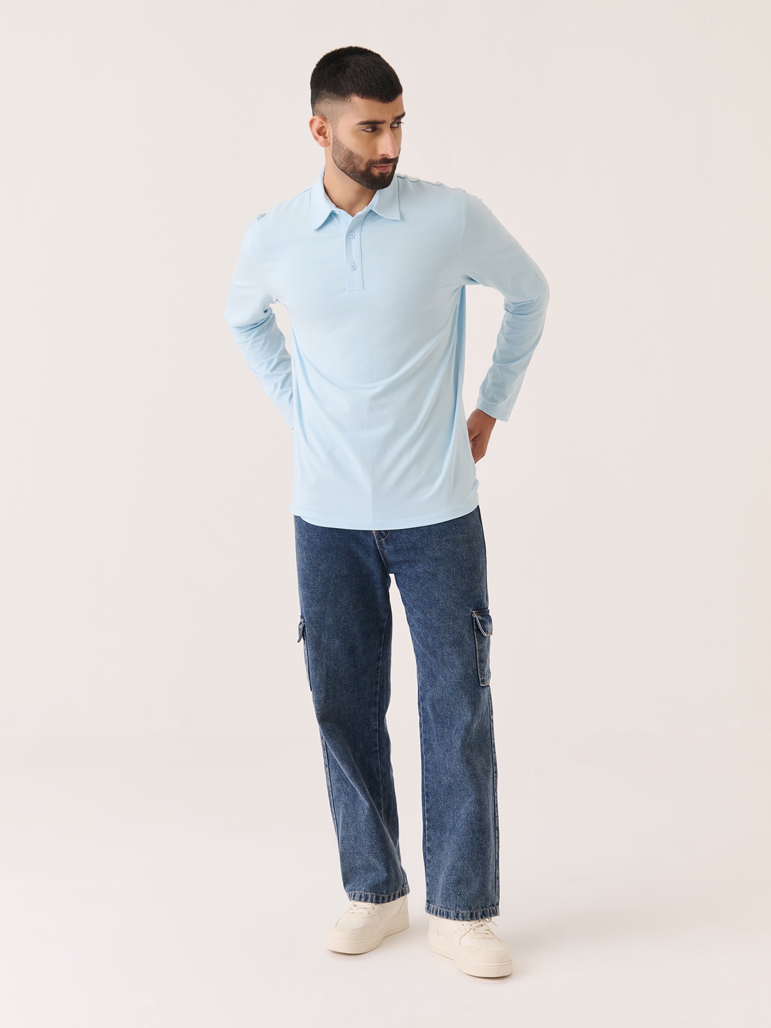 Long Sleeve Polo - Slim Fit Stretch