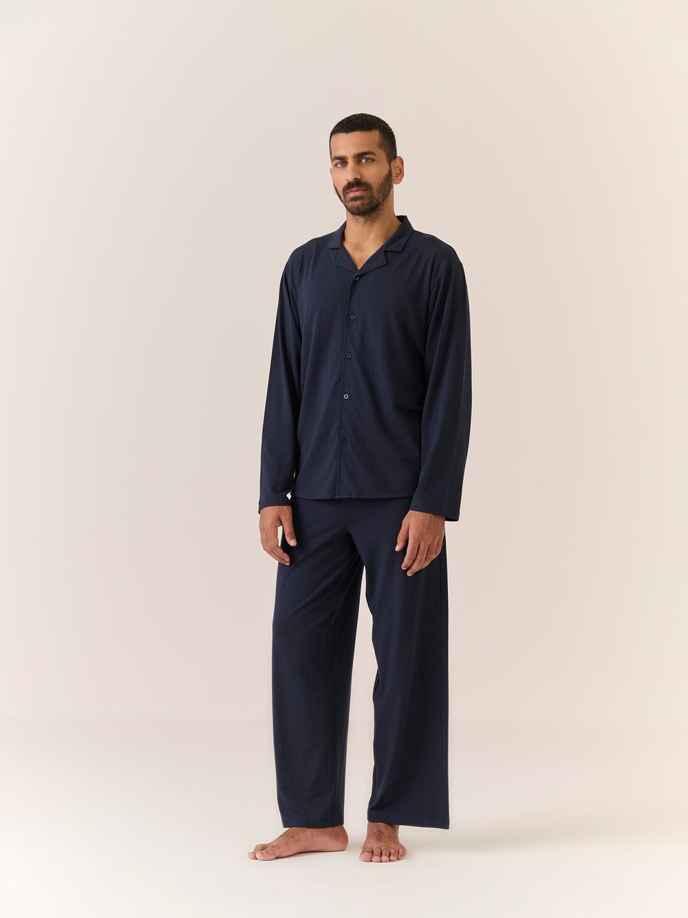 Sleep Shirt - Long Sleeve in Navy - front view on model