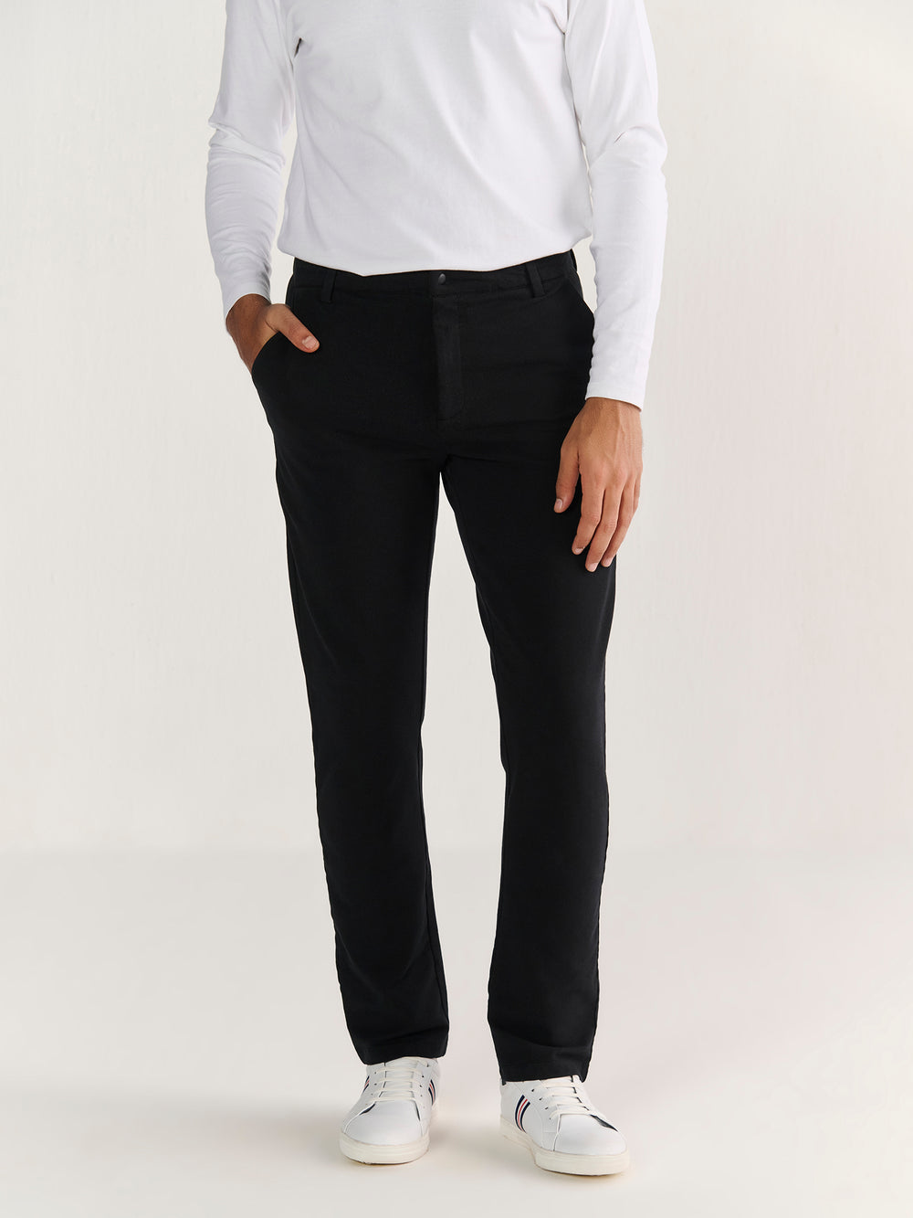 All Day Pants in Black - front view on model