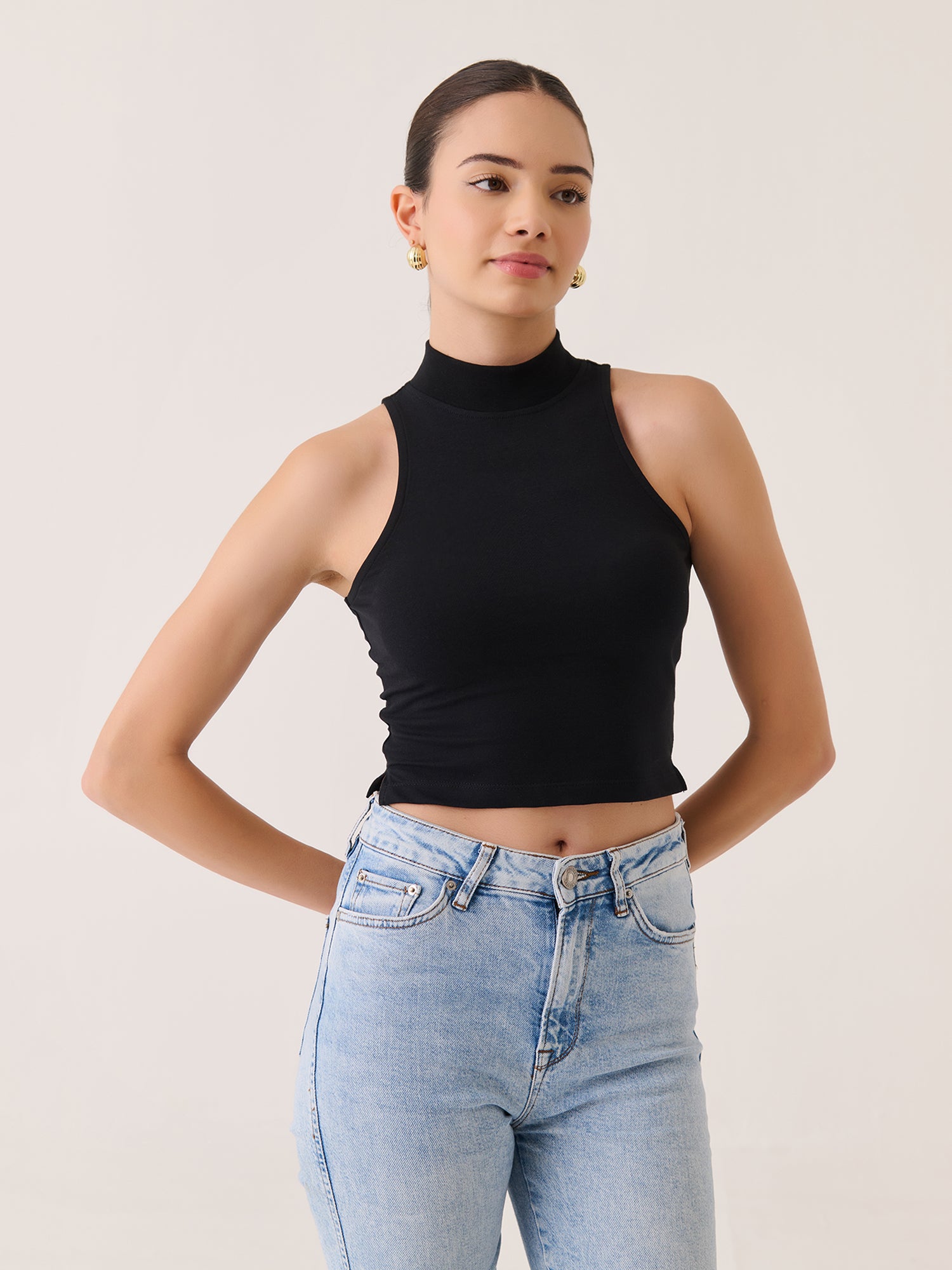 High Neck Cropped Tank