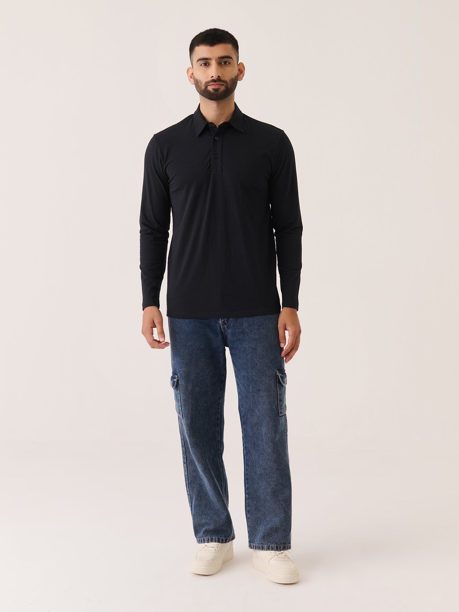 Long Sleeve Polo - Slim Fit Stretch