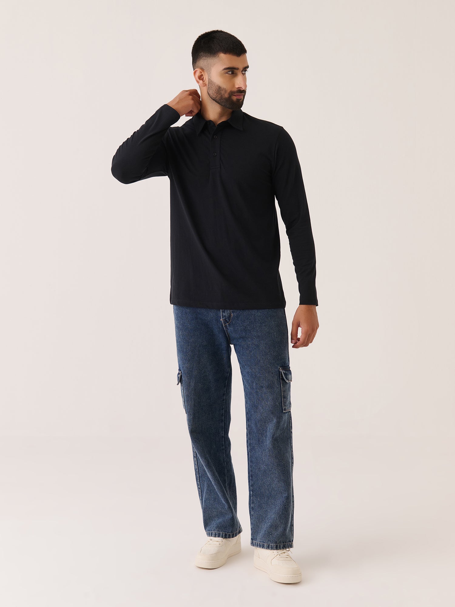 Long Sleeve Polo - Slim Fit Stretch