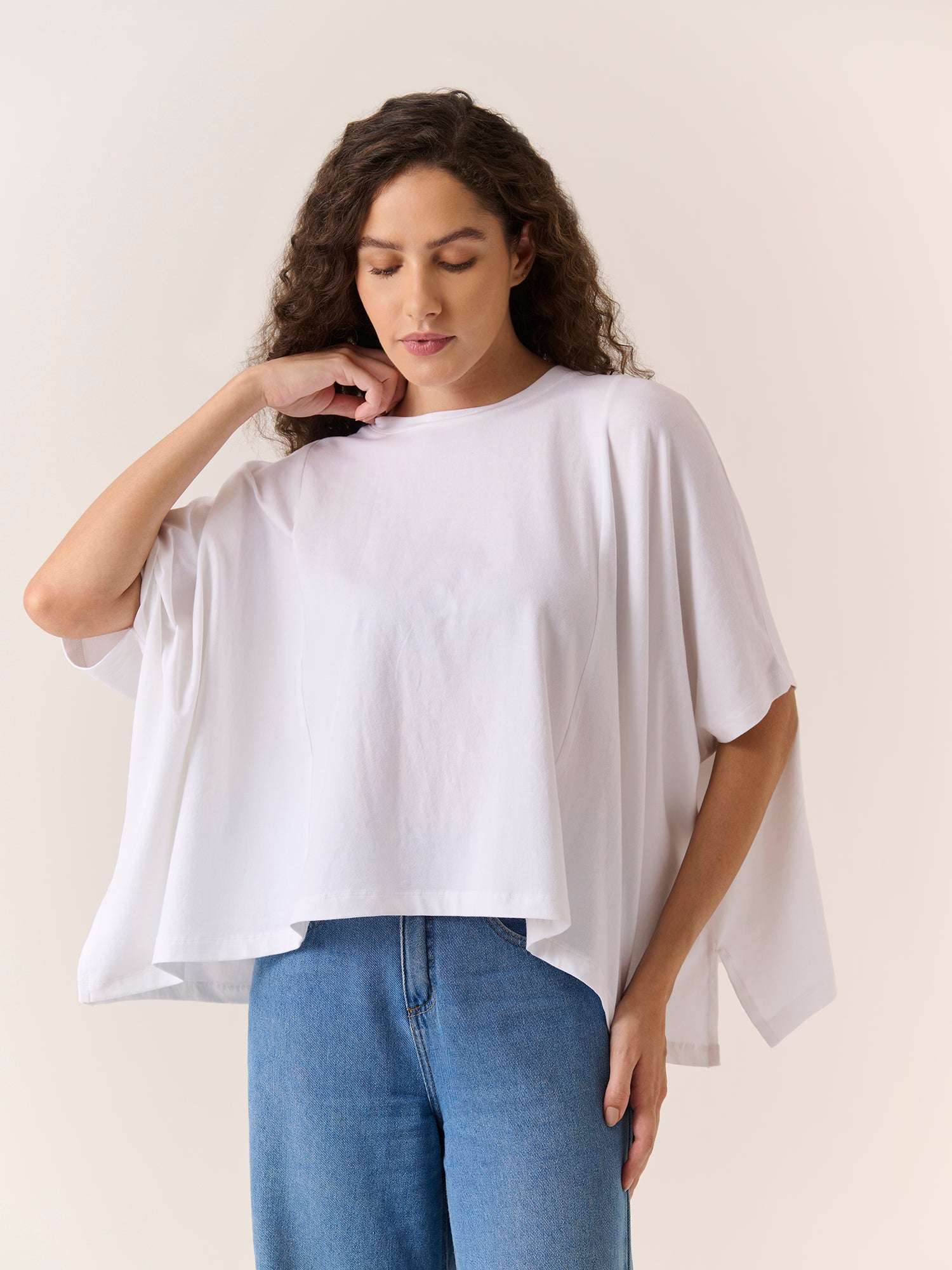 Relaxed Drape Top - White