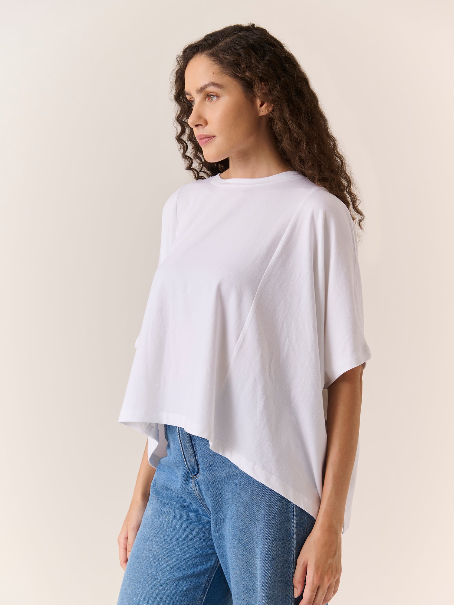 Relaxed Drape Top - White