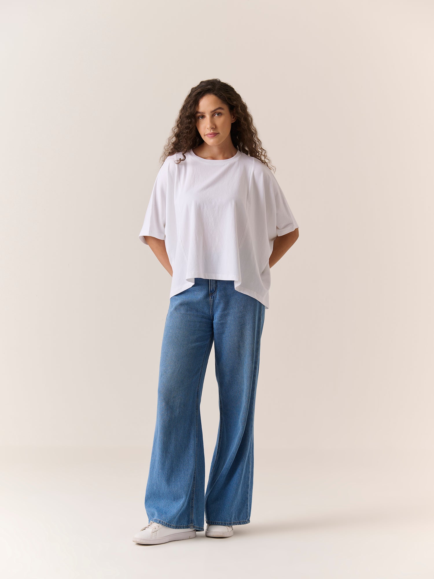 Relaxed Drape Top - White