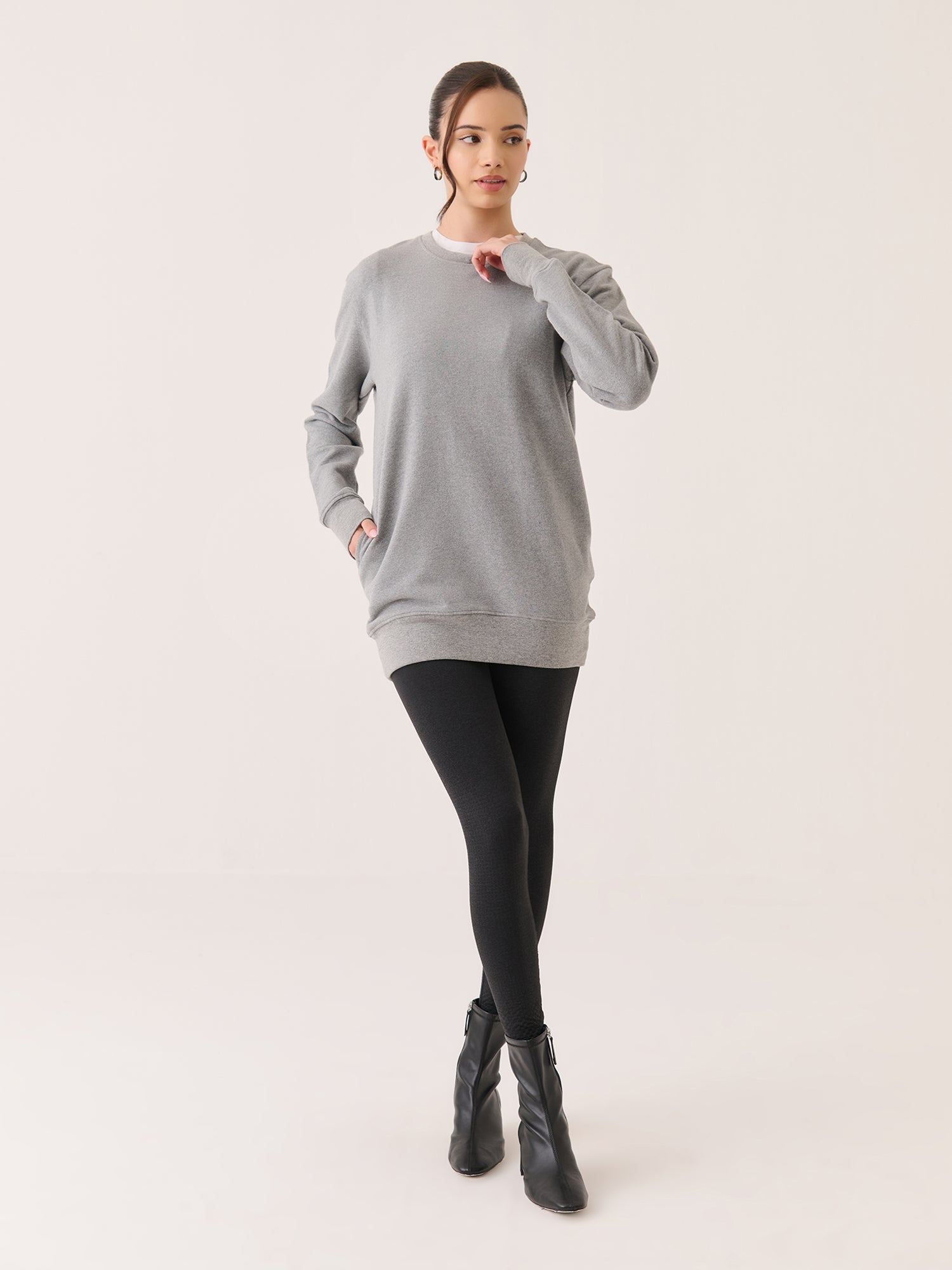 Crew Neck Long Sweatshirt