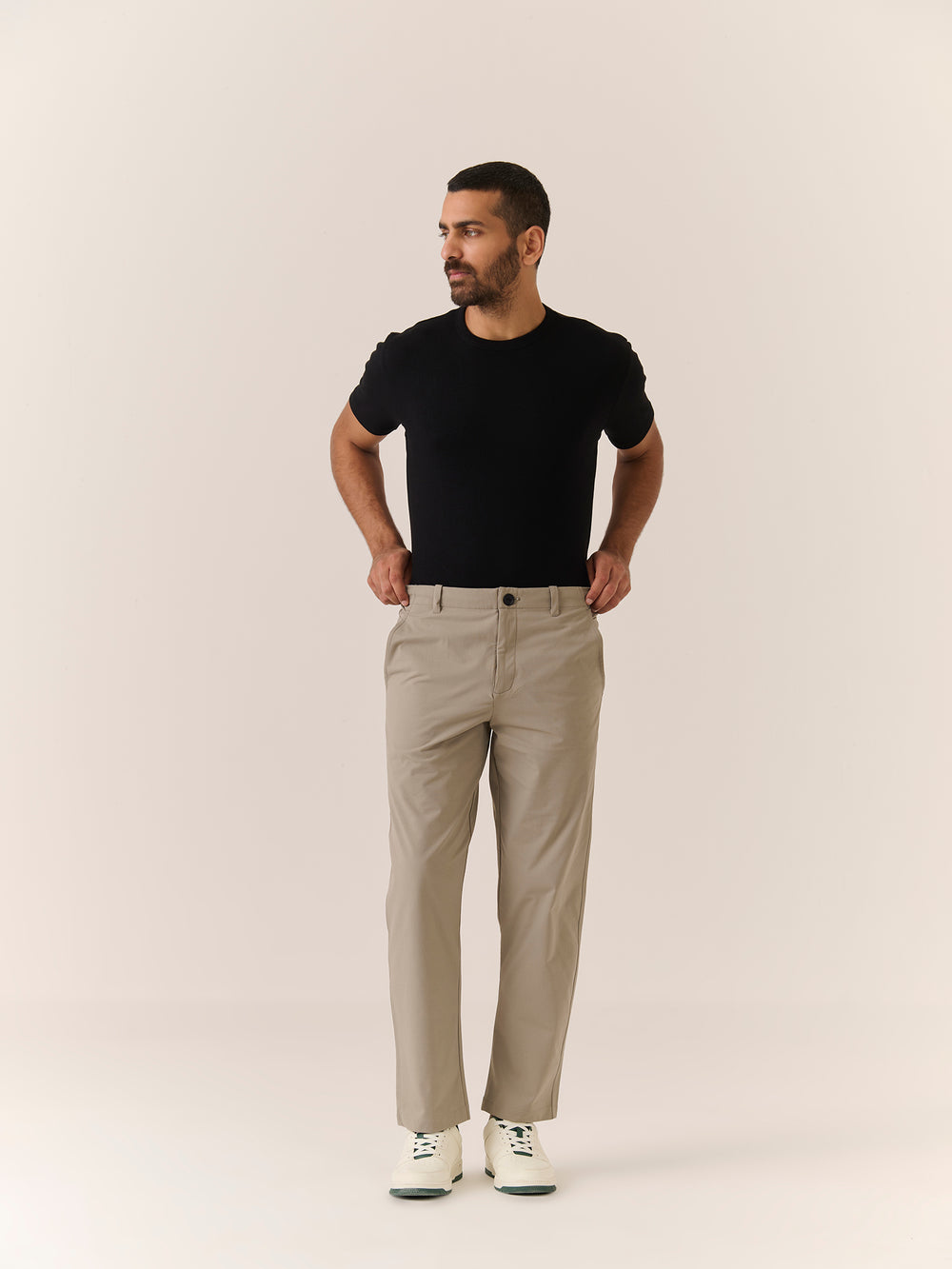 Performance Trouser in Beige - front view on model