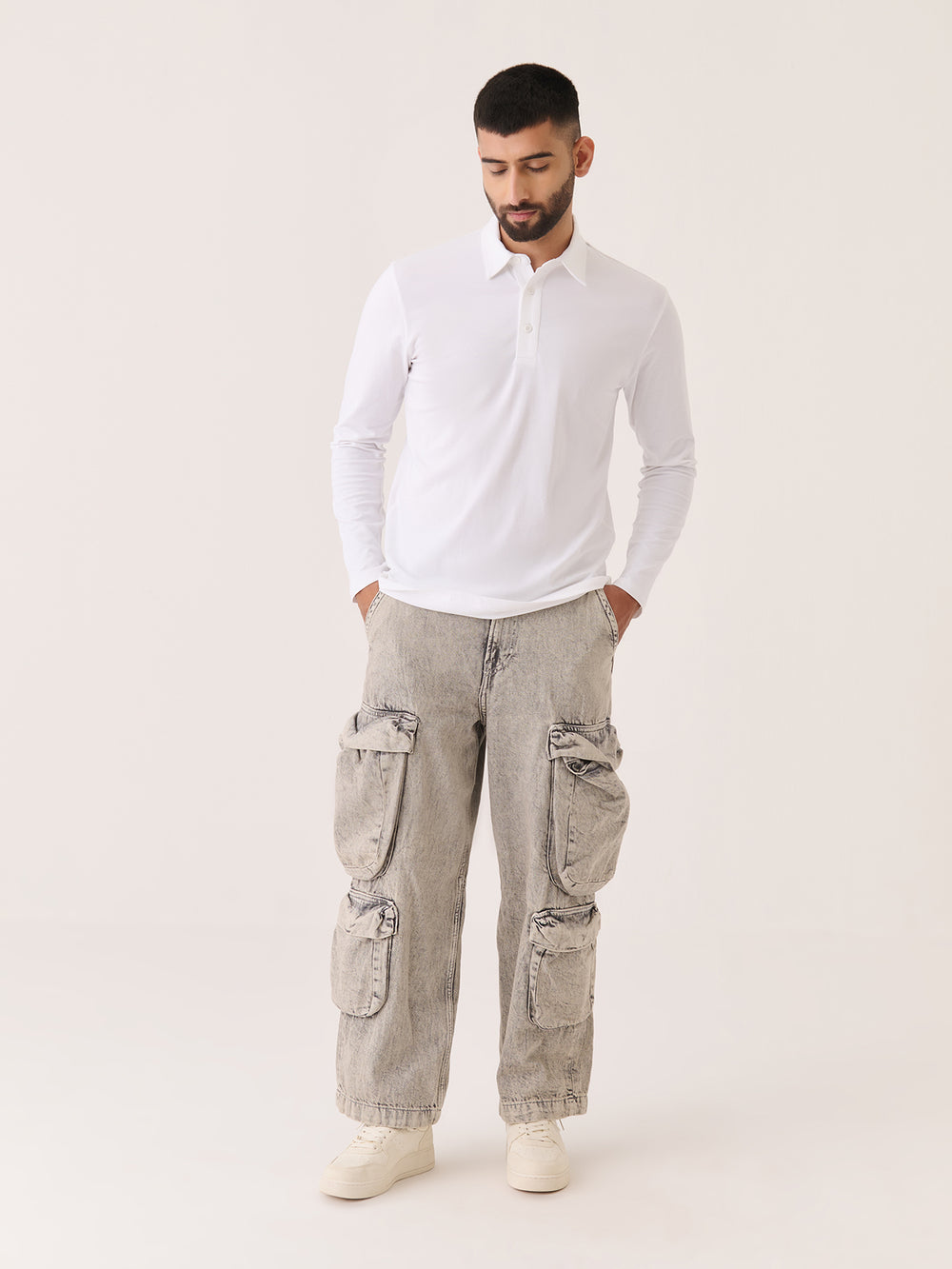 Long Sleeve White Polo main image 1