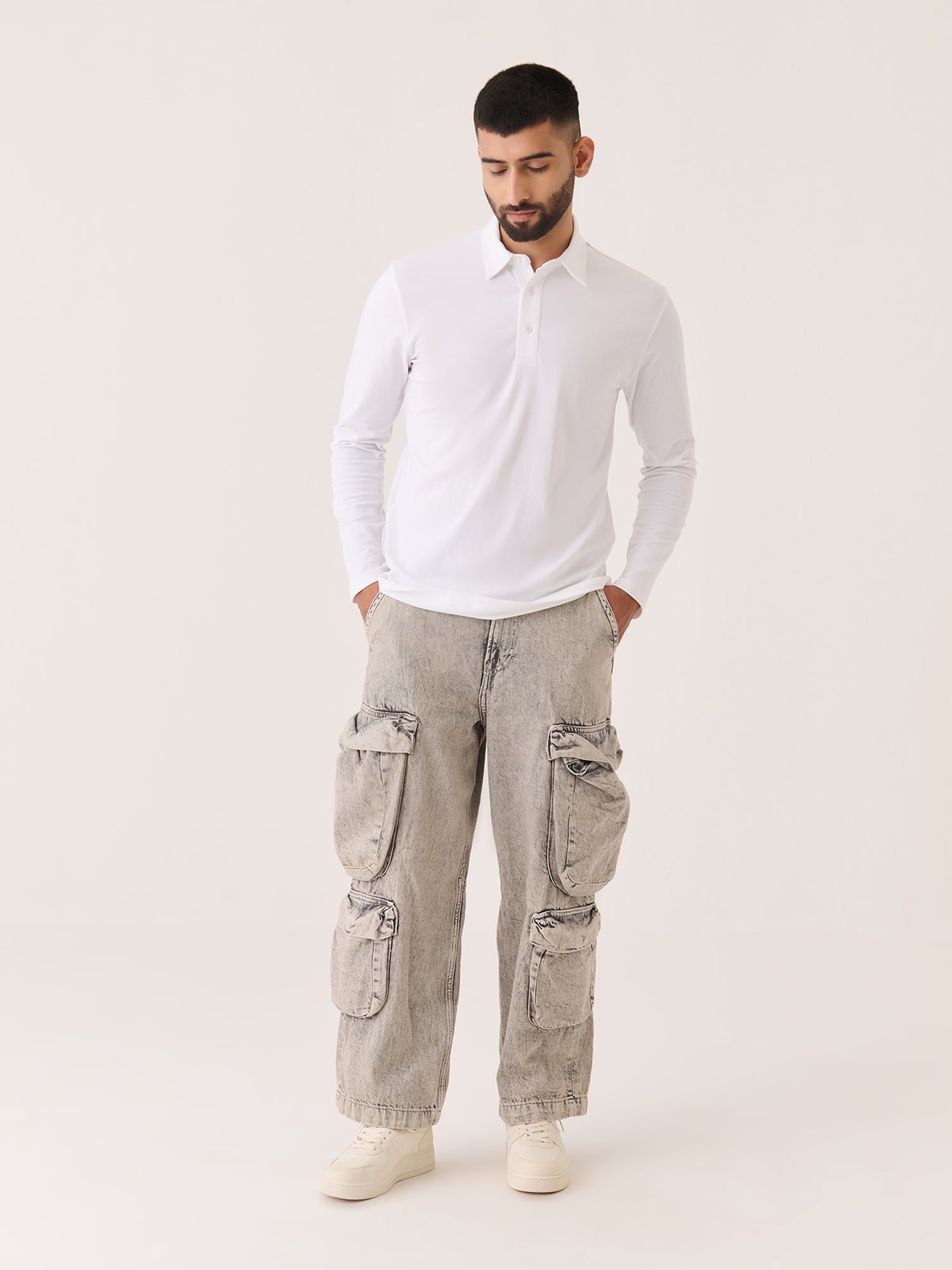 Long Sleeve Polo - Slim Fit Stretch