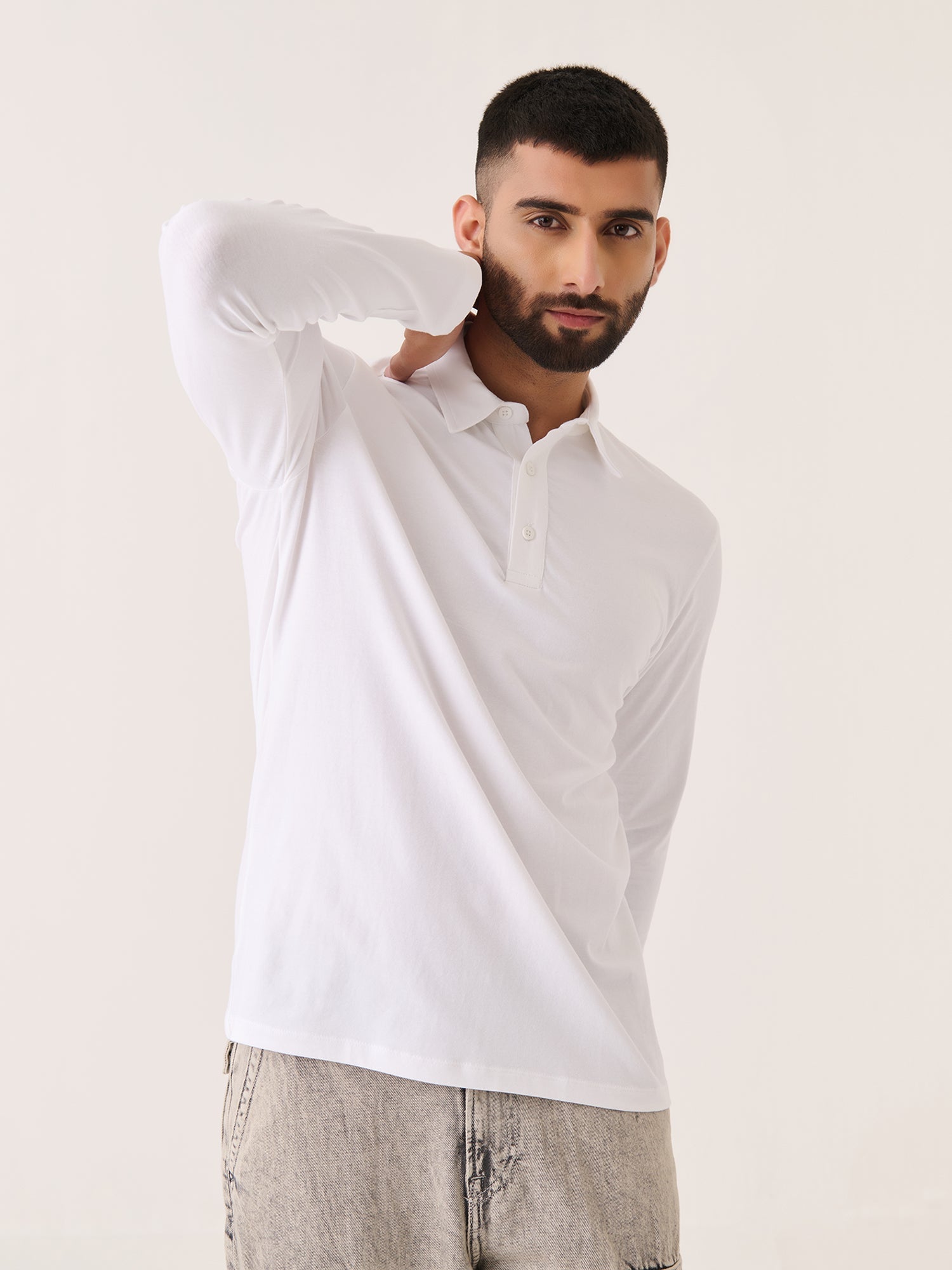 Long Sleeve Polo - Slim Fit Stretch