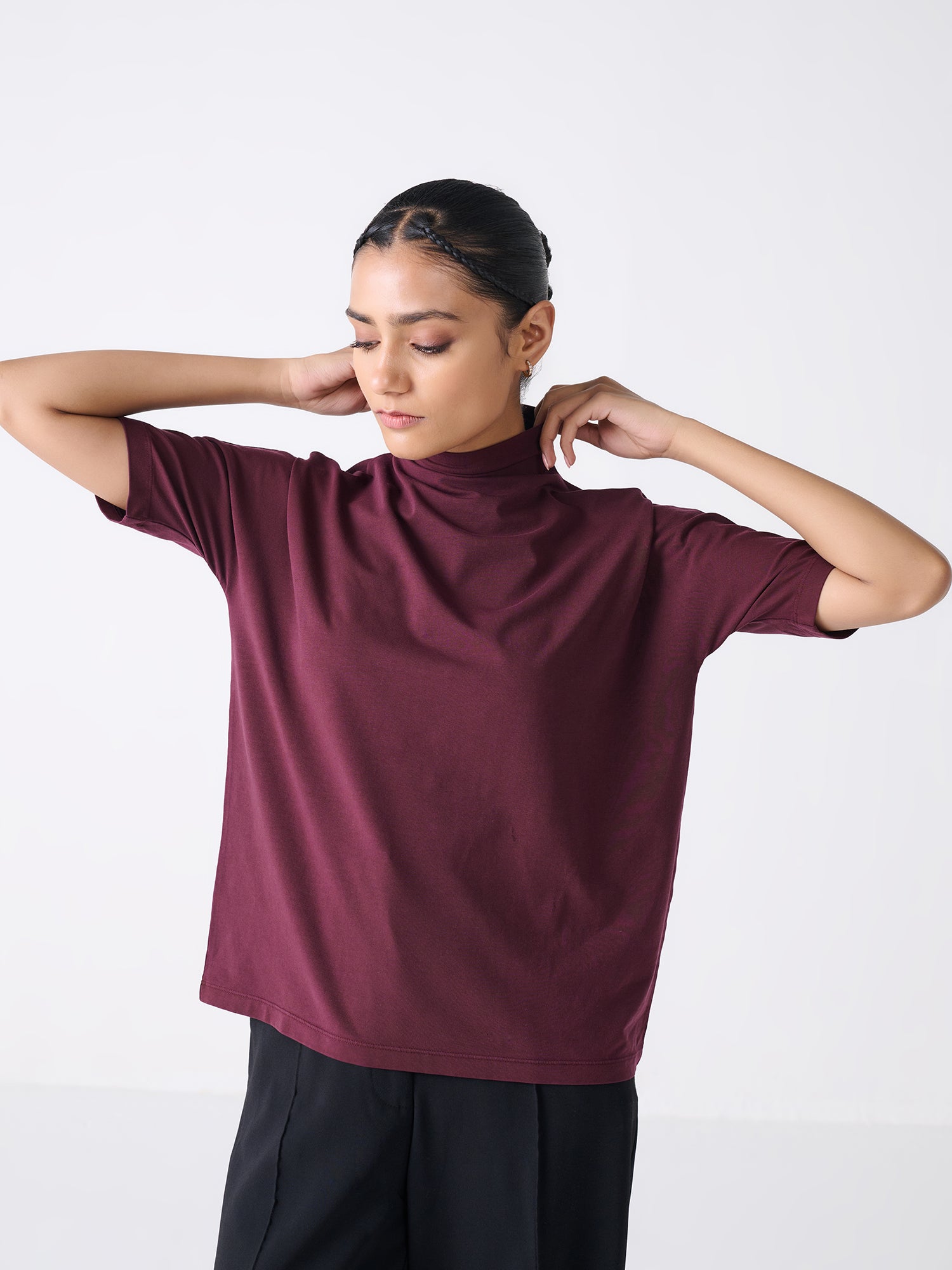 Mock Neck Wing Sleeve