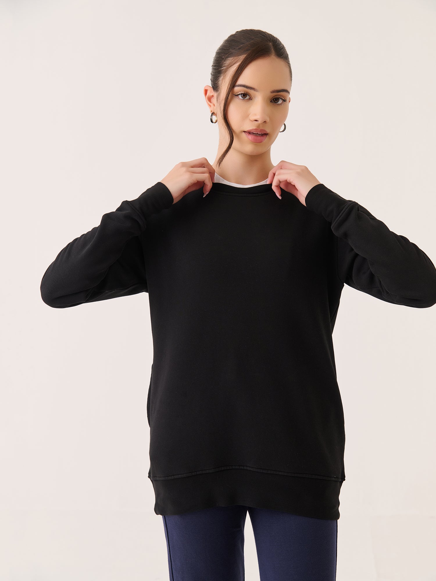 Crew Neck Long Sweatshirt