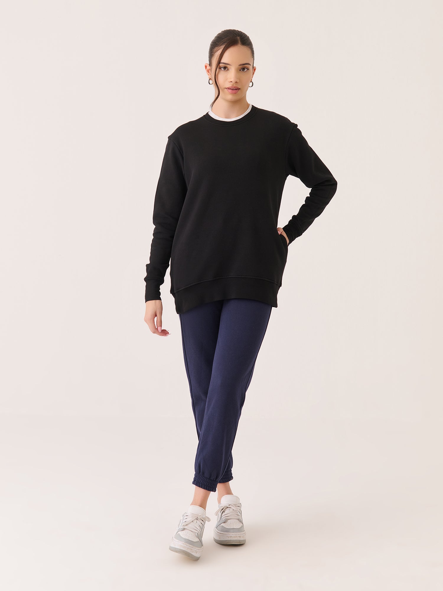 Crew Neck Long Sweatshirt