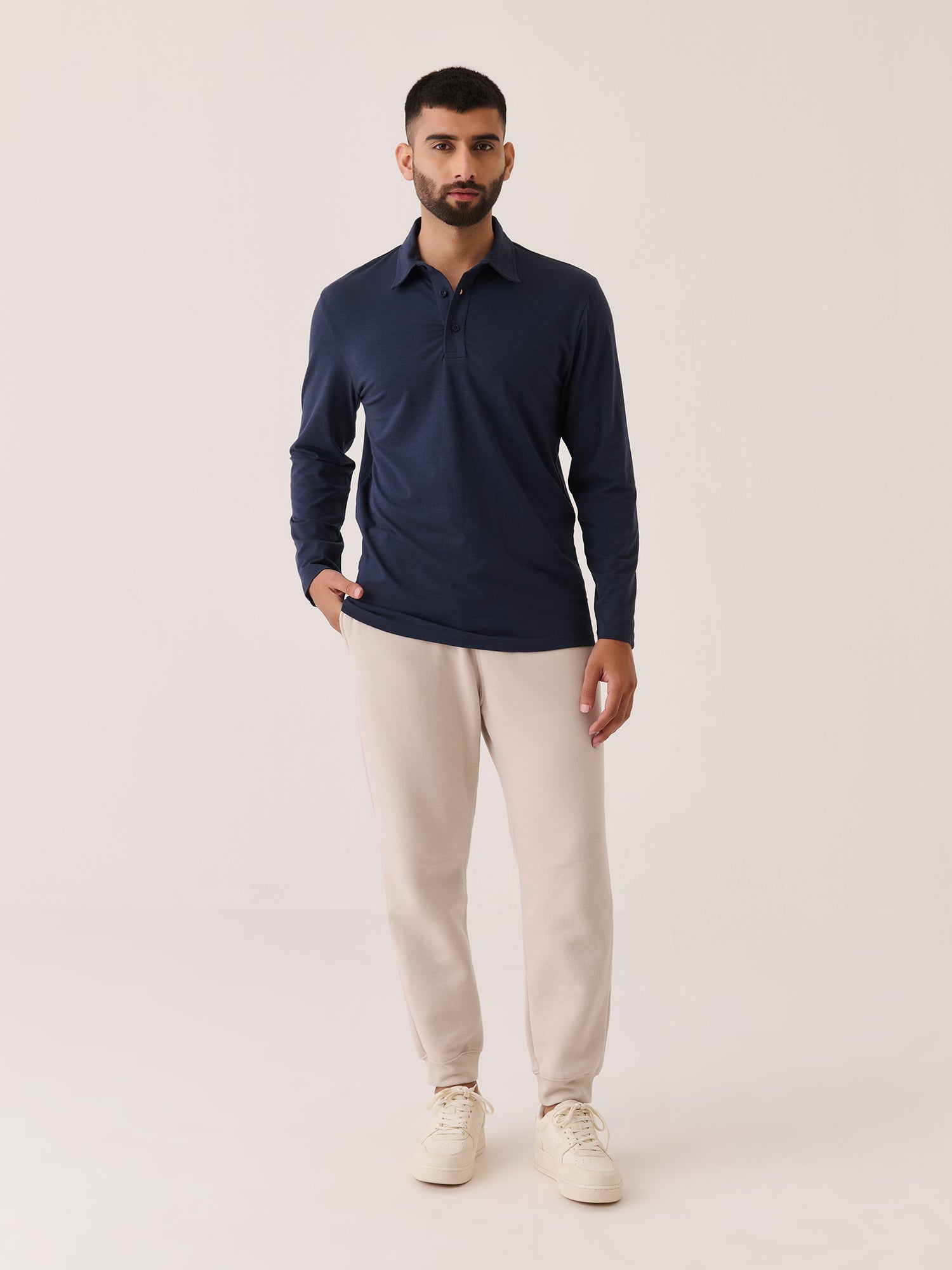 Long Sleeve Polo - Slim Fit Stretch