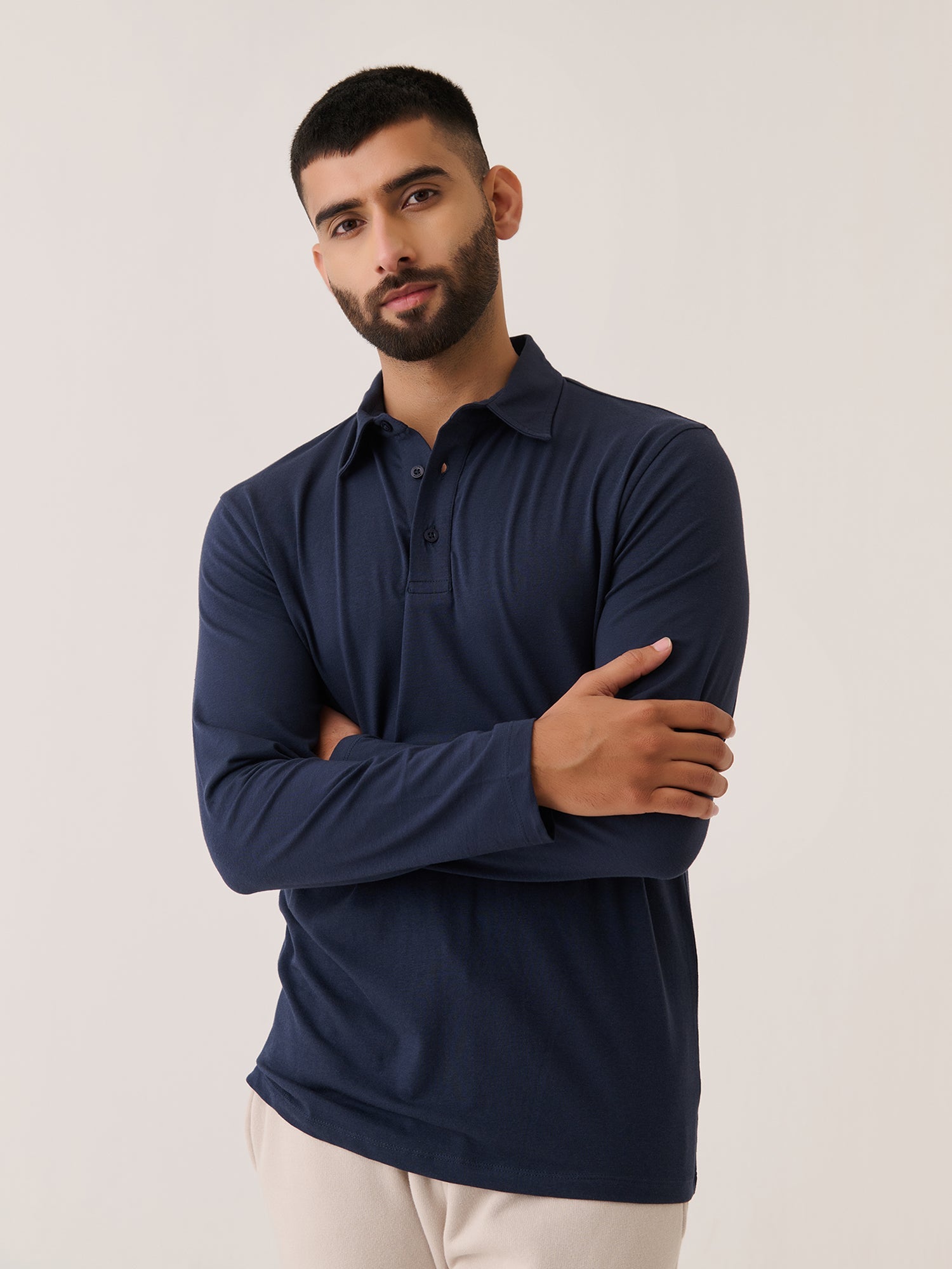 Long Sleeve Polo - Slim Fit Stretch