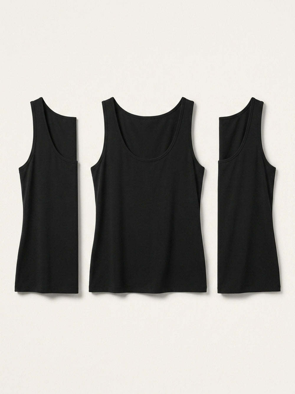 3x The Better Tank Pack (Woman) - Black - flat lay