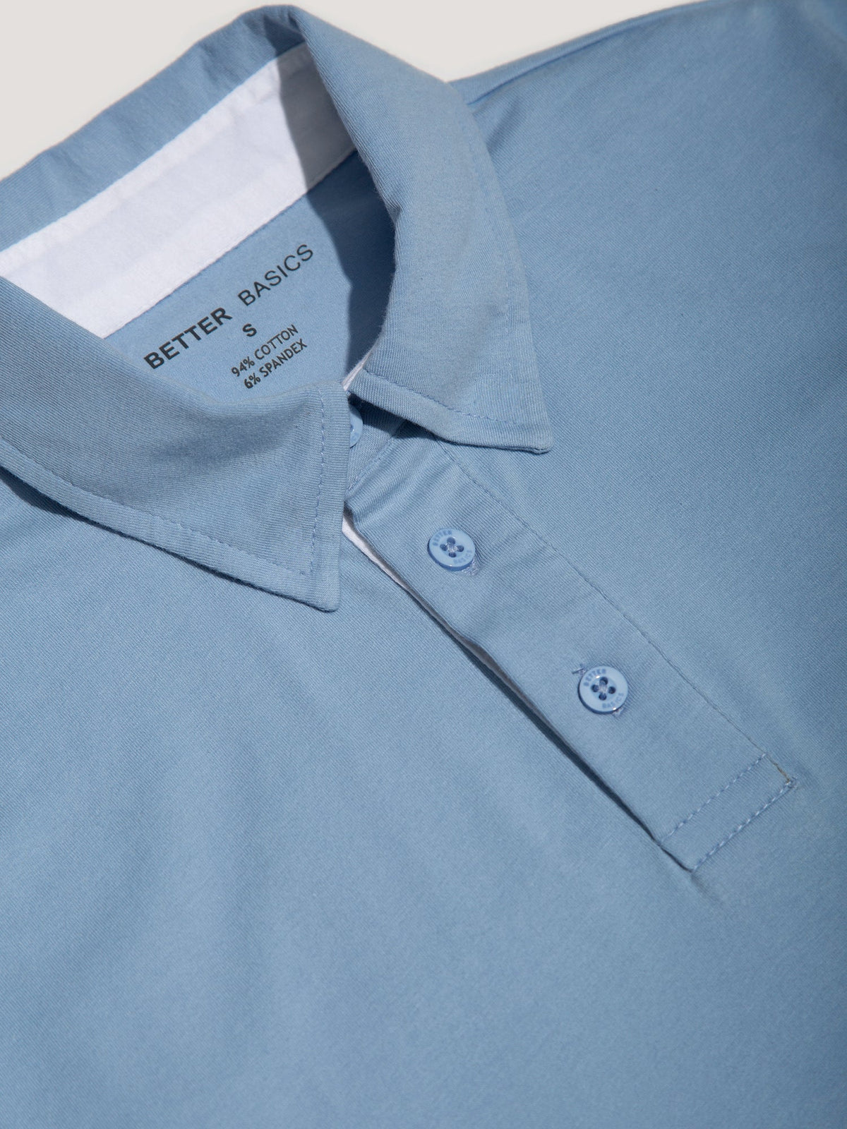 Short Sleeve Polo in Ice Blue - alternate angle on model
