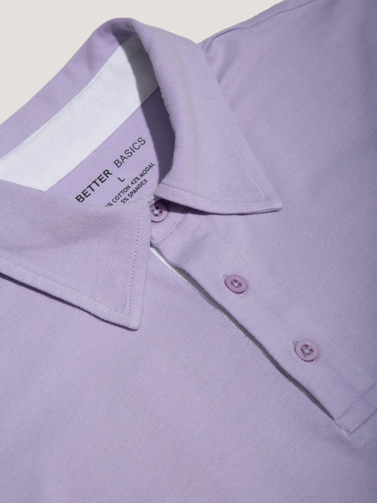 Short Sleeve Polo in Lilac - alternate angle on model