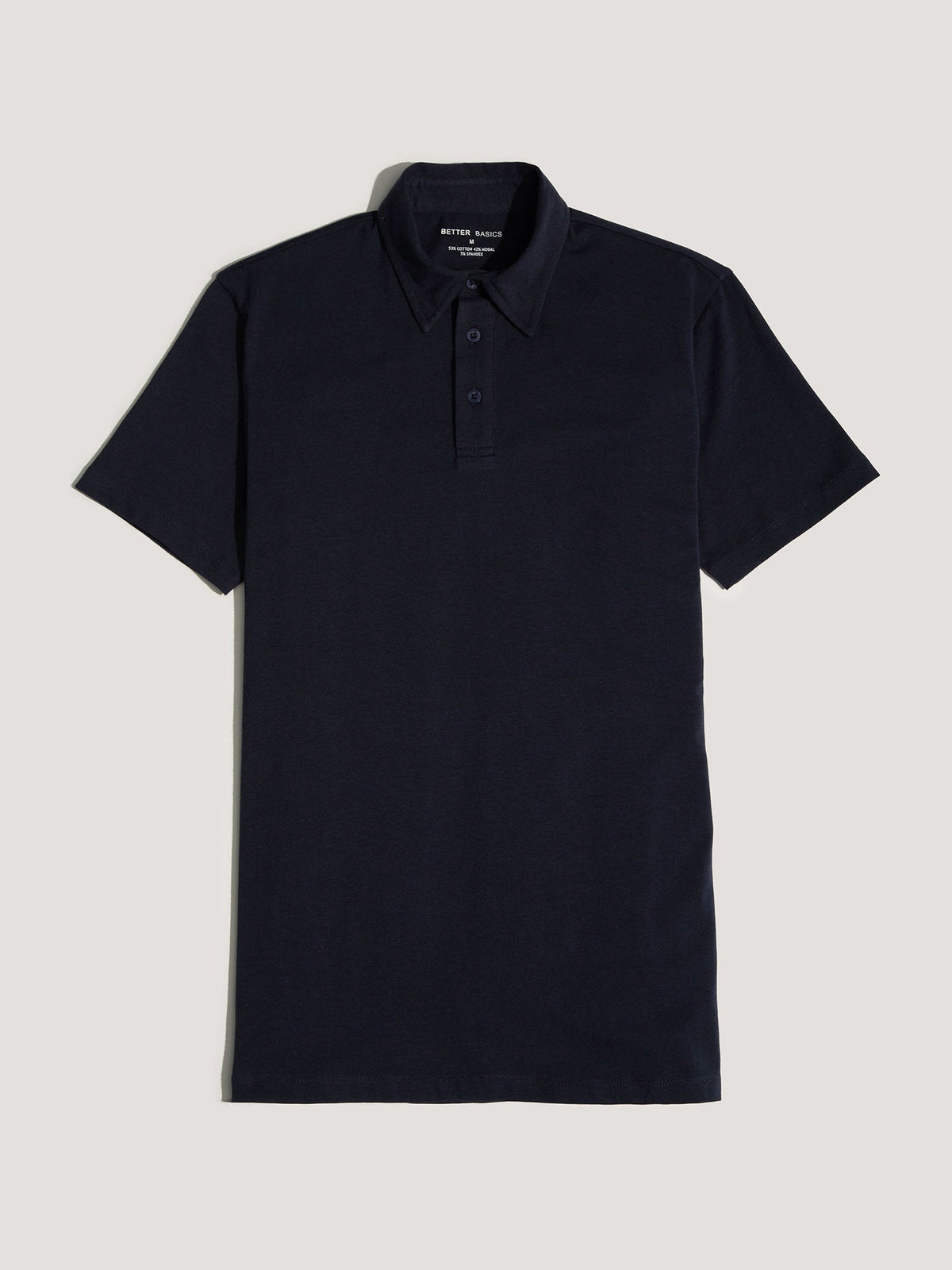 Short Sleeve Polo - Slim Fit Stretch in Navy - close-up detail
