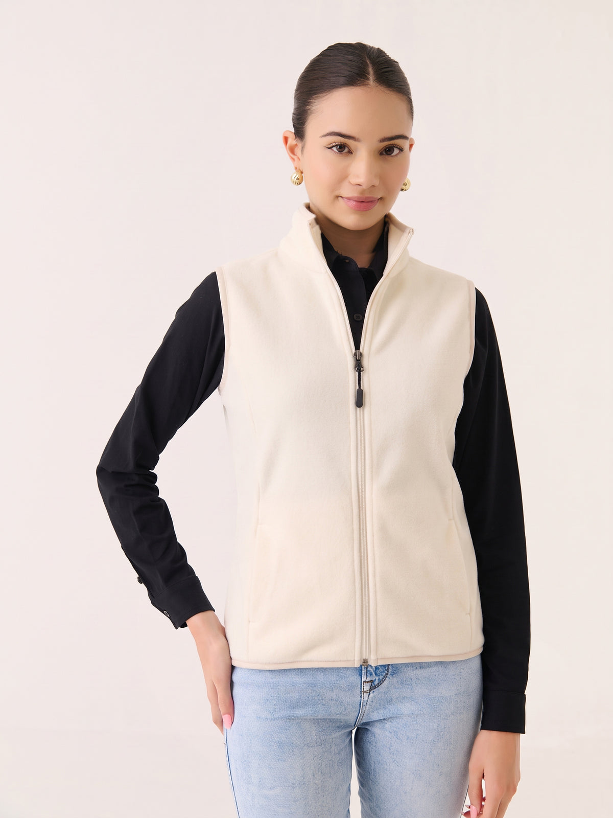 Polar Fleece Sleeveless Jacket - Ivory