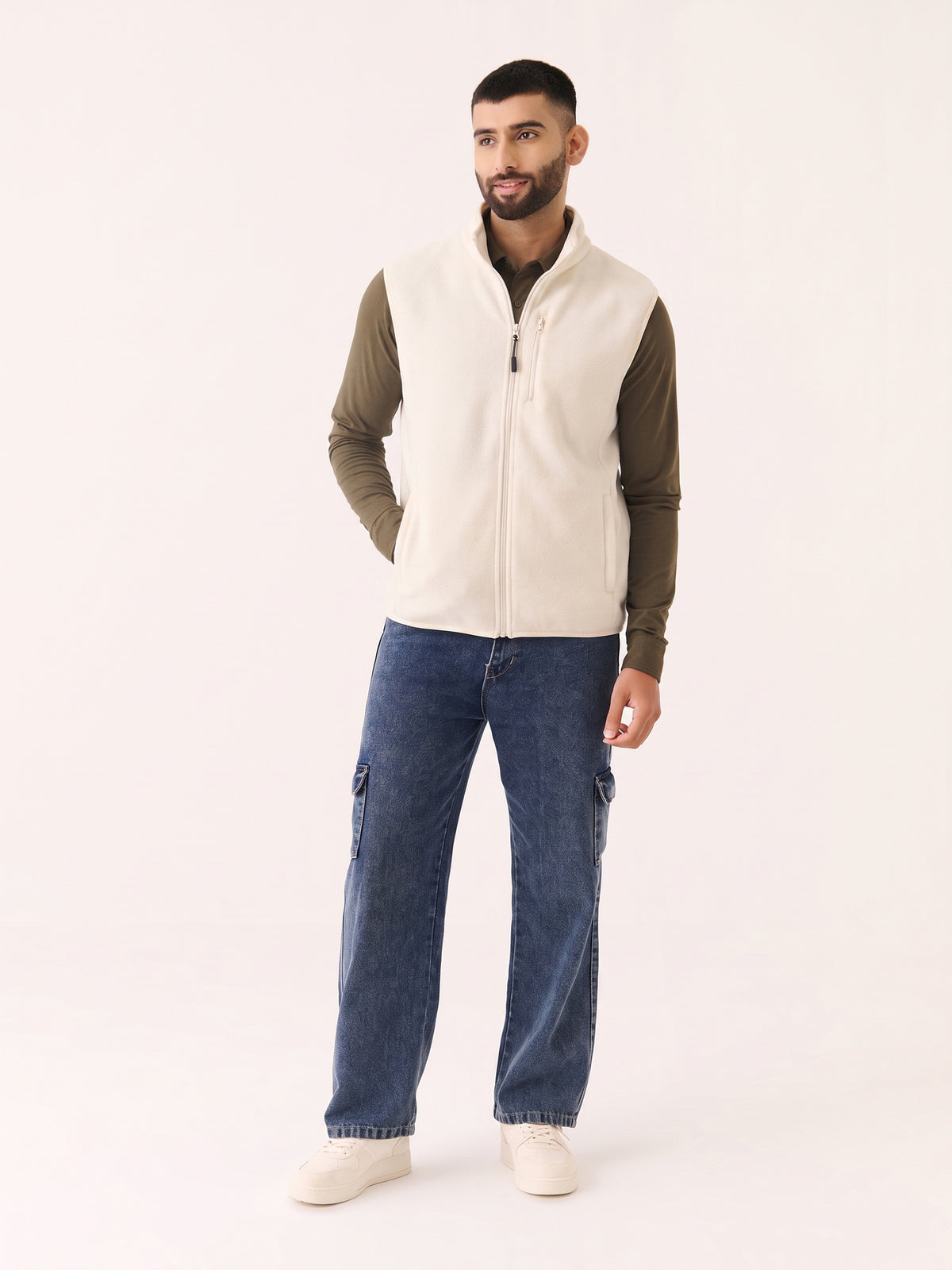 Polar Fleece Sleeveless Jacket - Ivory