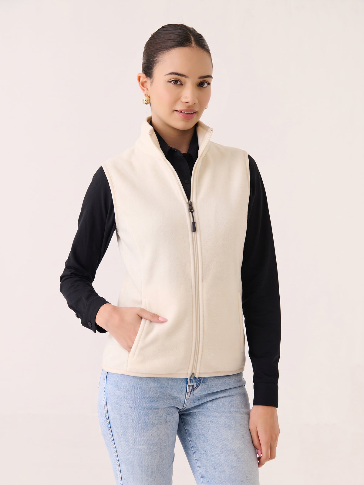Polar Fleece Sleeveless Jacket - Ivory