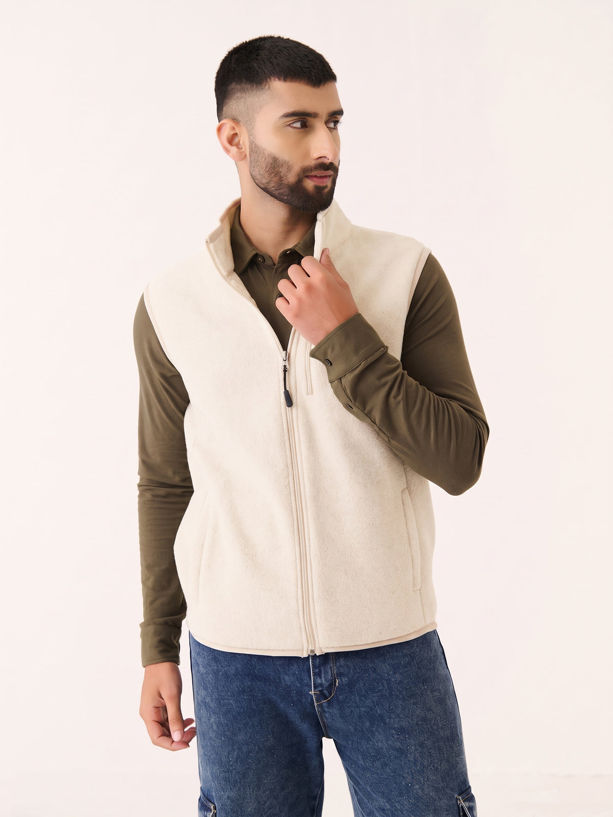Polar Fleece Sleeveless Jacket - Ivory