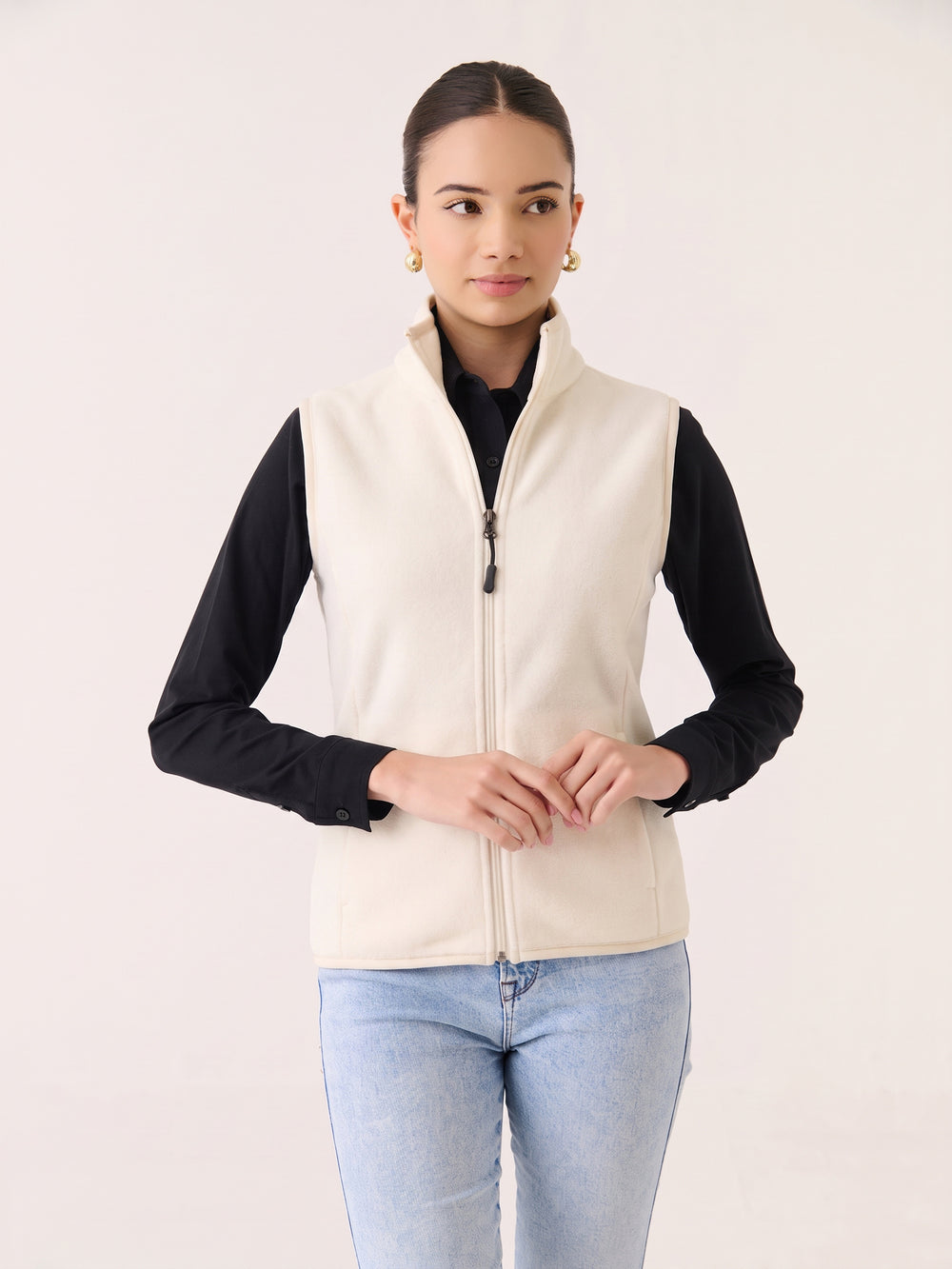 Polar Fleece Sleeveless Jacket - Ivory