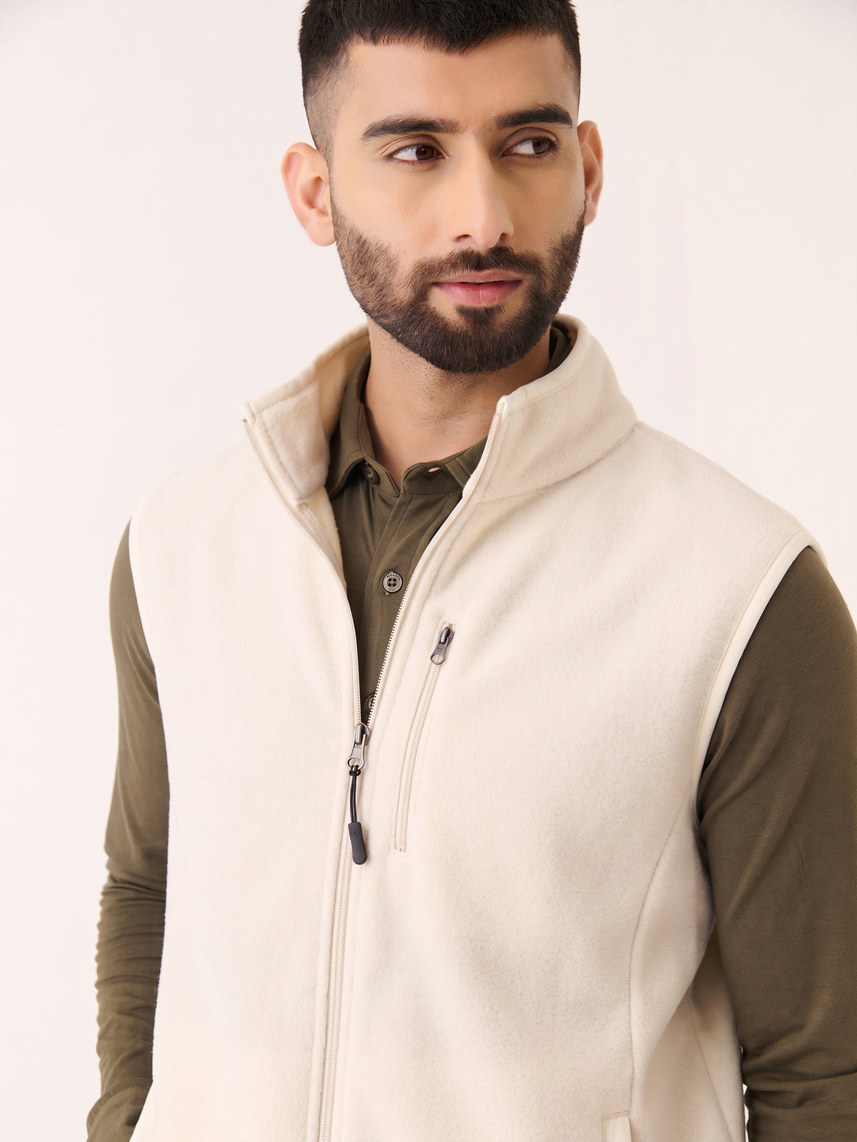 Polar Fleece Sleeveless Jacket - Ivory