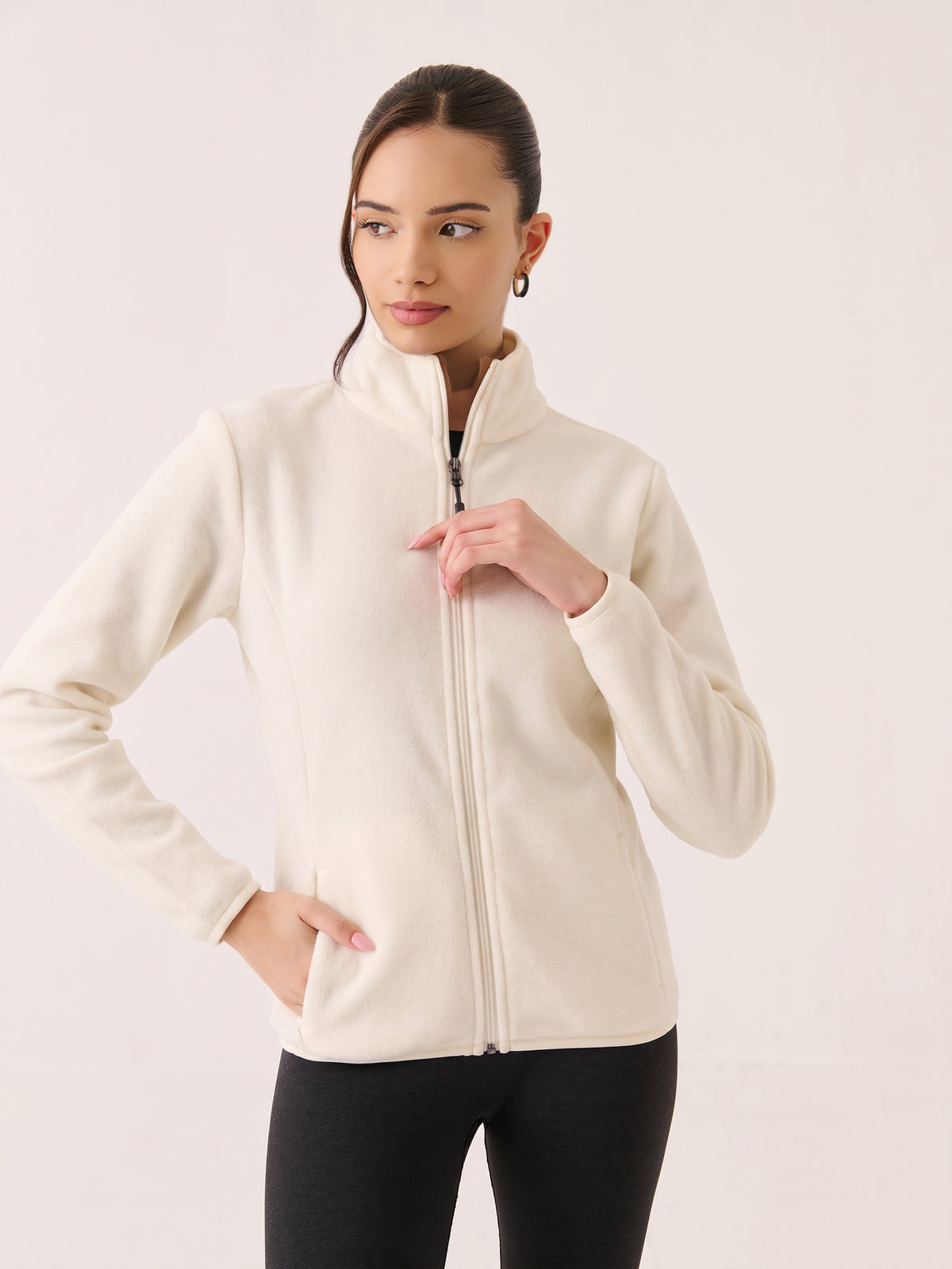 Polar Fleece Zip-up Jacket - Ivory