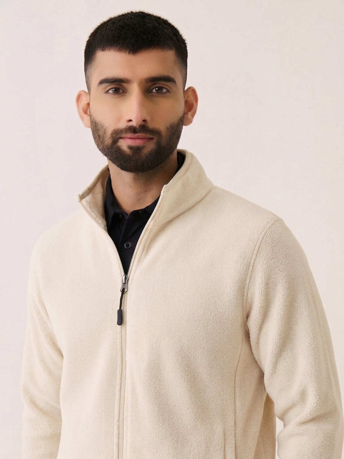 Polar Fleece Zip-up Jacket - Ivory