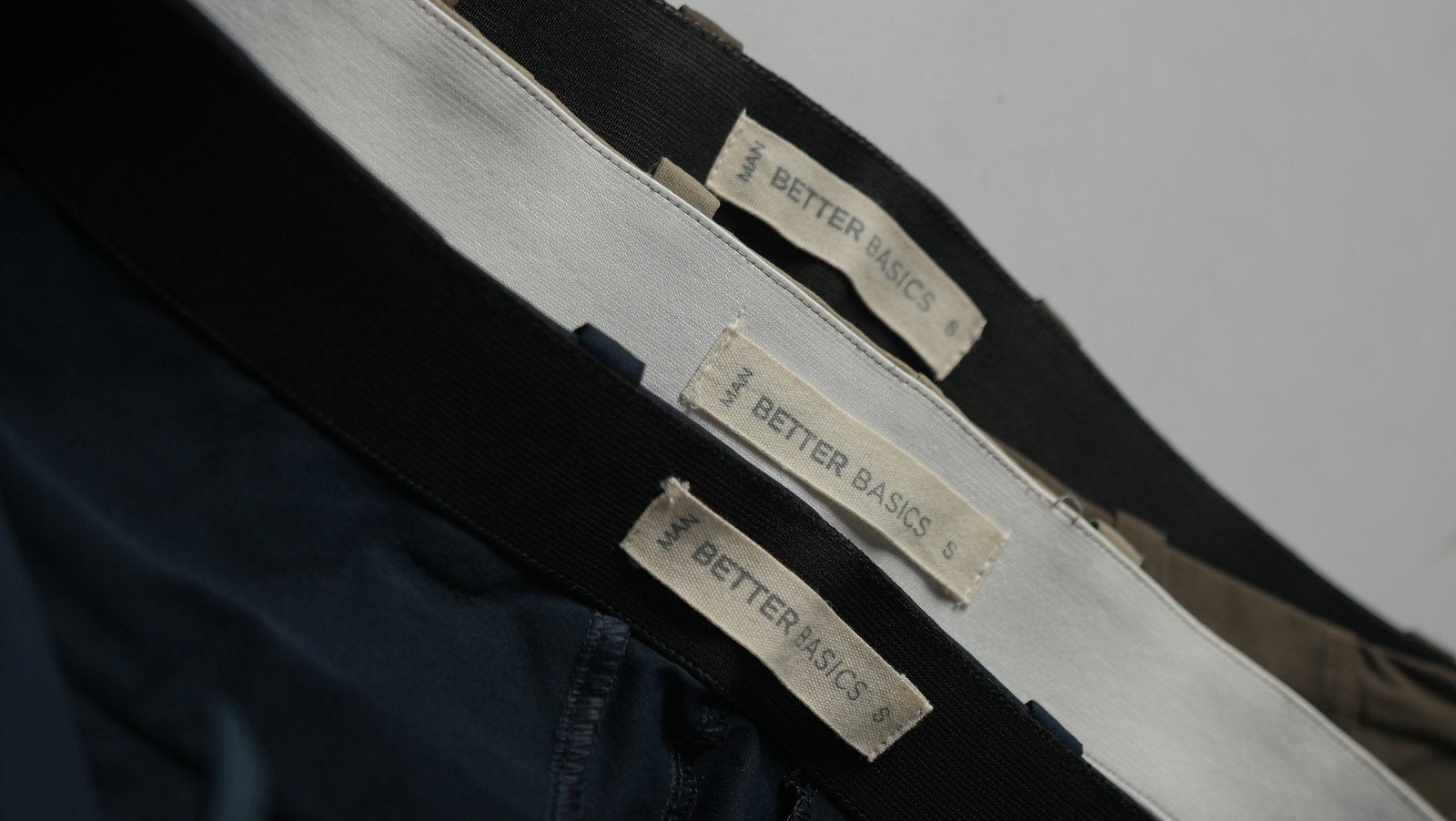 Better Basics labels on finished garments